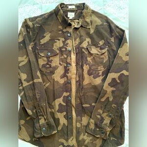 J Crew Men’s Large Heavyweight Cotton Corduroy Camo Shirt